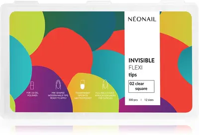 NEONAIL Flexi Tips Invisible False Nails Type 02 Clear Square 300 pieces