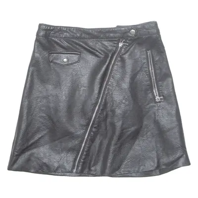 DIVIDER H&M Womens Straight Skirt Black Short Leather S