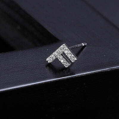 Platinum Brass Micro Pave Cubic Zirconia Stud Earrings