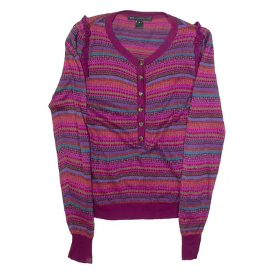 MARC JACOBS Womens Patterned Jumper Purple Crazy Pattern Tight Knit M