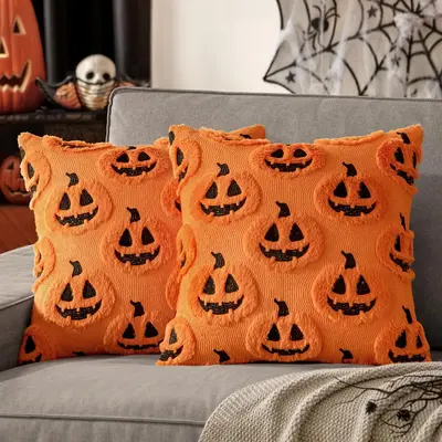 Fall Halloween Throw Pillow Covers Decorative Pumpkin Pattern Pillowcases Soft Plush Cushions for Home Patio Sofa Couch