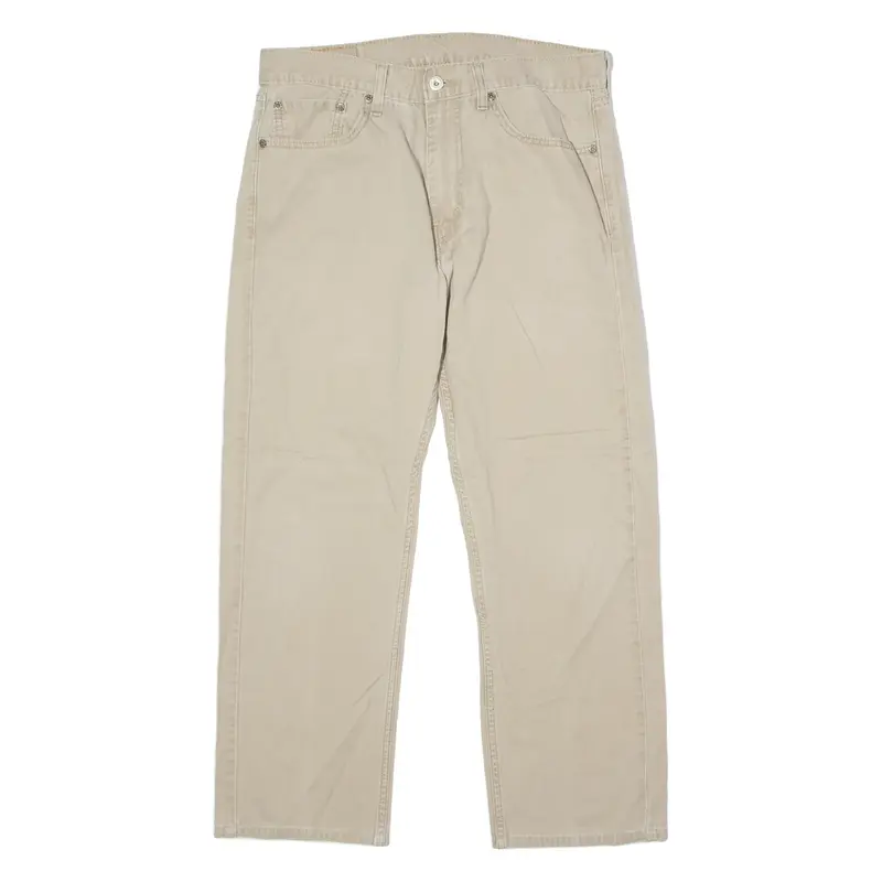 LEVI'S 505 Mens Twill Trousers Beige Regular Straight W34 L26