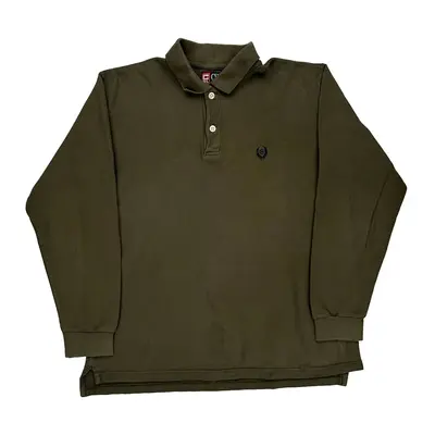Chaps Ralph Lauren Long Sleeve Polo Shirt - Large Green Cotton