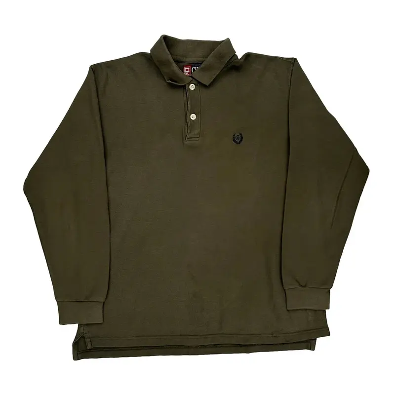 Chaps Ralph Lauren Long Sleeve Polo Shirt - Large Green Cotton