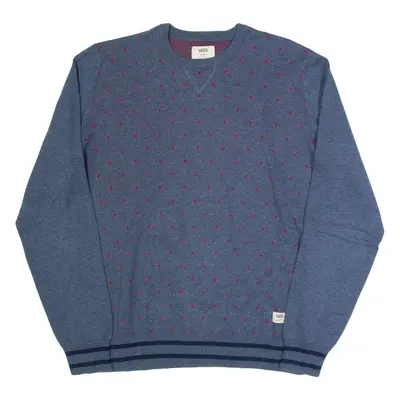 VANS Mens Patterned Jumper Blue Spotted Tight Knit M