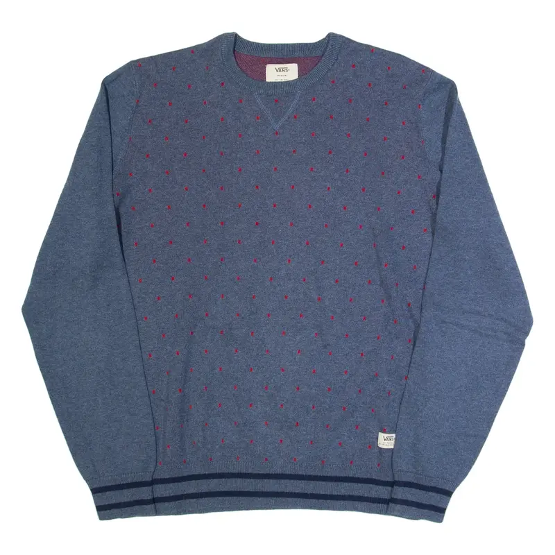 VANS Mens Patterned Jumper Blue Spotted Tight Knit M