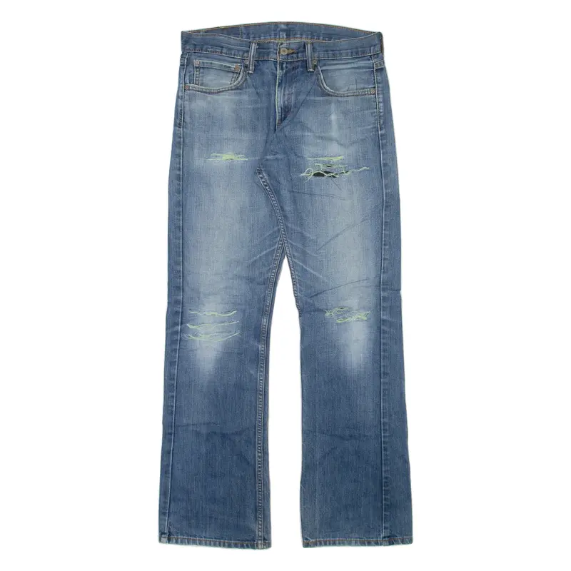LEVI'S 527 Jeans Distressed Mens Blue Slim Bootcut Stone Wash W32 L32