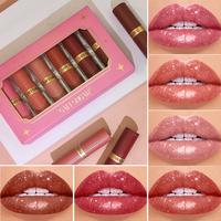 Long Lasting Glitter Lipstick Set, 6 Counts/set Shimmering Lip Gloss, Glittering Lipstick, for All Occasions Lip Makeup, Girl...