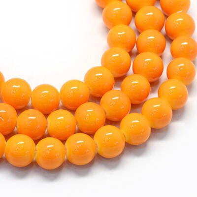 Baking Painted Glass Round Bead Strands