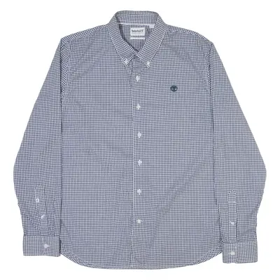 TIMBERLAND Slim Fit Mens Shirt Blue Check Long Sleeve L