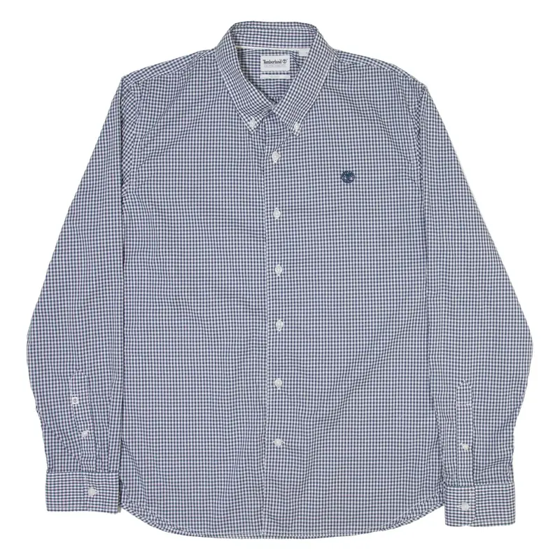 TIMBERLAND Slim Fit Mens Shirt Blue Check Long Sleeve L