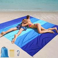 Portable Picnic Mat, Lightweight & Durable Beach Mat with Floor Nails & Carabiner, Reusable Mat for Beach, Camping, Outdoor P...