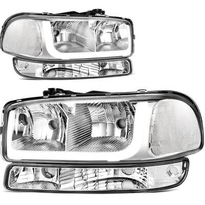 YITAMOTOR® Headlights Assembly LED DRL Compatible with 1999-2007 GMC Sierra /2001-2006 GMC Yukon XL Headlamp with Daytime Ru...