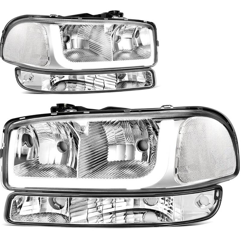 YITAMOTOR® Headlights Assembly LED DRL Compatible with 1999-2007 GMC Sierra /2001-2006 GMC Yukon XL Headlamp with Daytime Ru...