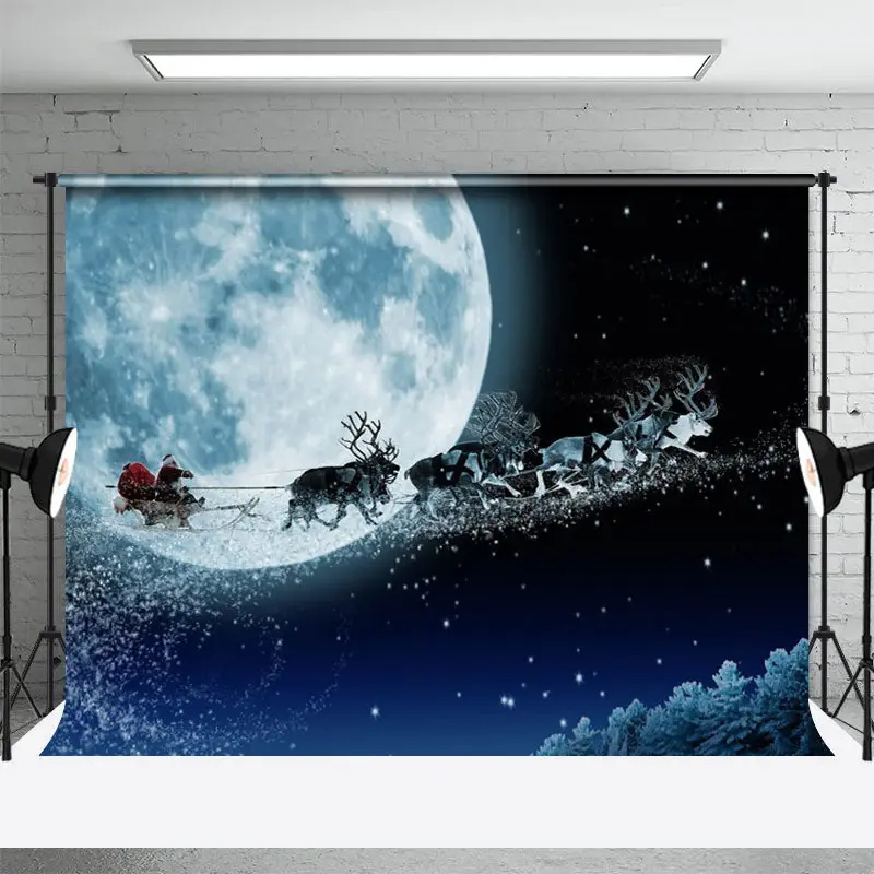 Seleno Santa Claus Elks Christmas Photo Backdrop - Aperturee