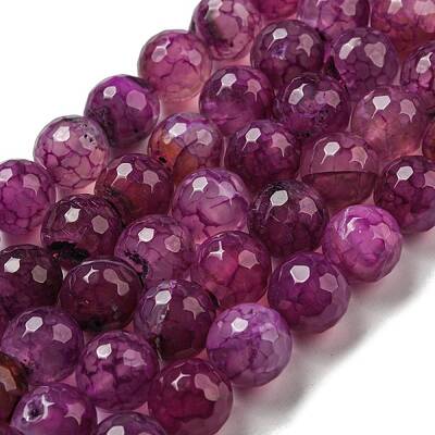 Faceted Natural Dragon Veins Agate Beads Strands