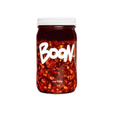 Boon Sauce | A Spicy, Savory and Flavorful Chili Oil in a Glass Bottle