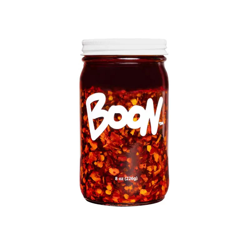 Boon Sauce | A Spicy, Savory and Flavorful Chili Oil in a Glass Bottle