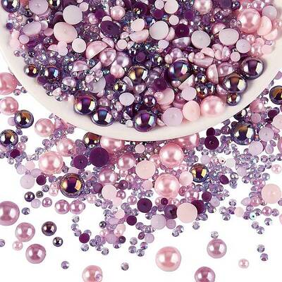 60g Resin patch multi size mixed pearl patch DIY jewelry accessories(2 bags)
