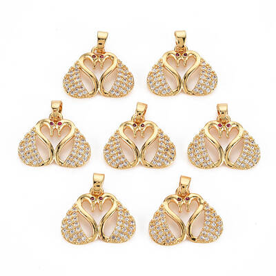 Rack Plating Brass Micro Pave Clear Cubic Zirconia Pendants