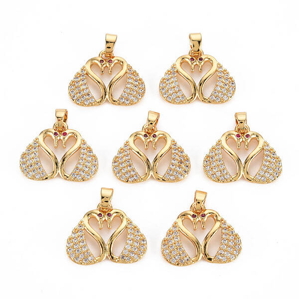 Rack Plating Brass Micro Pave Clear Cubic Zirconia Pendants