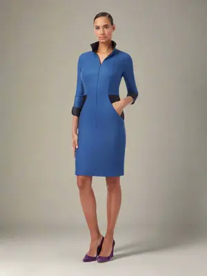 STREAM | 4/5-Sleeve Dress | Colour: Topaz Blue | Size: UK 6 (US 0)