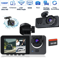 Dealsforyoudays | 1080P Full UHD Car Camera Front Rear with Free 64GB SD Card,HDR,Dashcam for Cars,Night Vision,Loop Recordin...