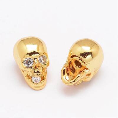 Brass Micro Pave Cubic Zirconia Beads