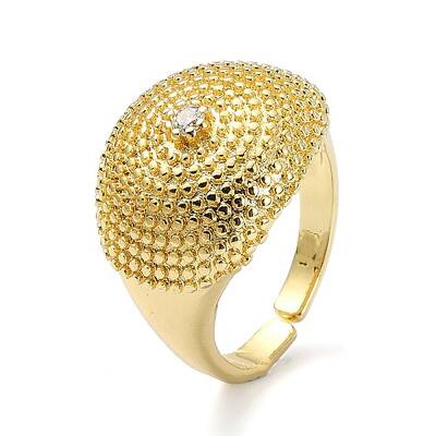 Brass with Cubic Zirconia Open Cuff Ring
