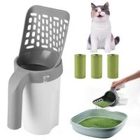 【Deals For You】Cat Litter Scooper with Holder, Cat Litter Shovel with Refill 45 Bags(3 Boxes of 15 Bags), Large Capacity ...