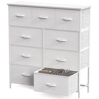 9-Drawer Dresser for Bedroom - Fabric Closet Organizer with Metal Frame and Wood Tabletop, Storage Tower for Kids Room, Nurse...
