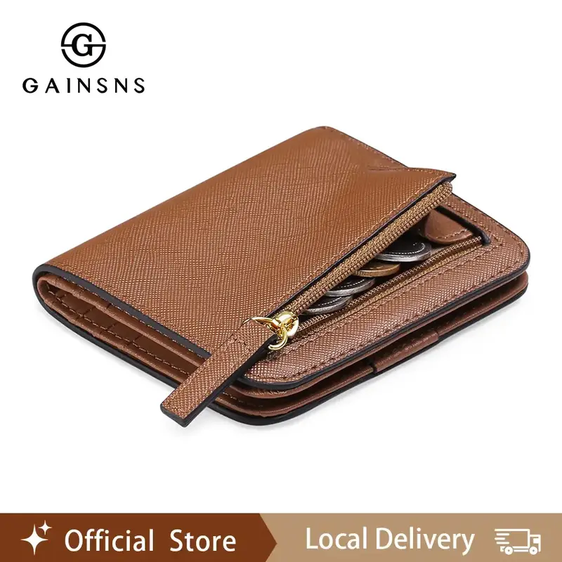 GAINSNS Small Wallets for Women,Fashionable Mini Card Holder, Slim Bifold Credit Card Holder Minimalist Zipper CoinPocket, Ca...