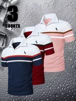Men's Horse Print Contrast Collar Polo Shirt, Regular Fit Casual Short Sleeve Top for Summer, Fashion Men's Clothes for Daily...