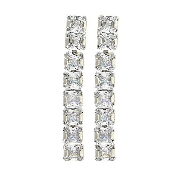 Brass Micro Pave Cubic Zirconia Stud Earrings