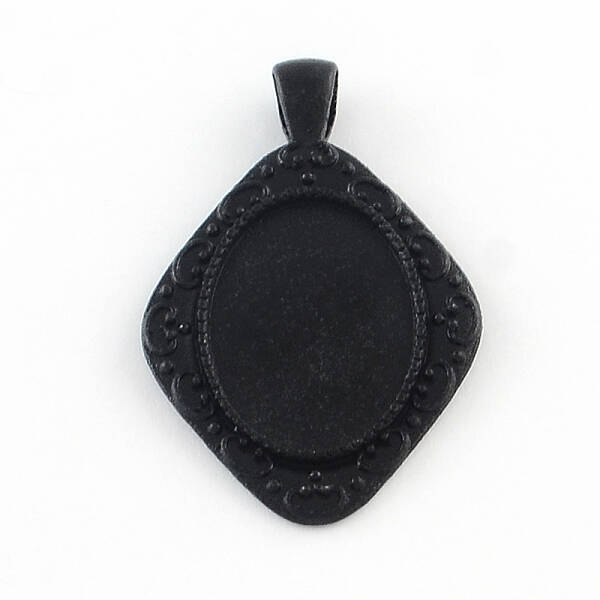 Electrophoresis Alloy Rhombus Pendant Cabochon Settings