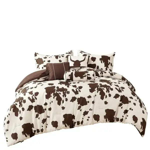Linen Mart Rustic Cowhide Farmhouse Comforter Set, 6-Piece