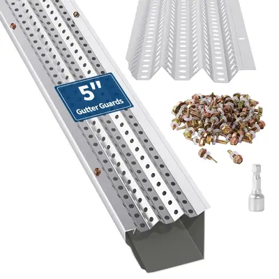 Garvee Gutter Guard 5 Inch, Leaf Guards for Gutters, 34 PCS (100 Ft), 0.275 Hole, 0.02 Thick, Universal Fit for Any Roof or...
