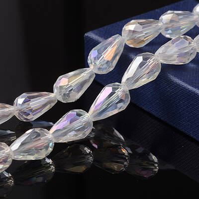 Faceted Teardrop Electroplate Glass Beads Strands