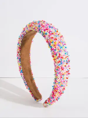 Colorful Beaded Decor Headband, Casual Wide Hair Hoop for Women & Girls, Sponge Padded Headband for Party, Daily Clothing Dec...