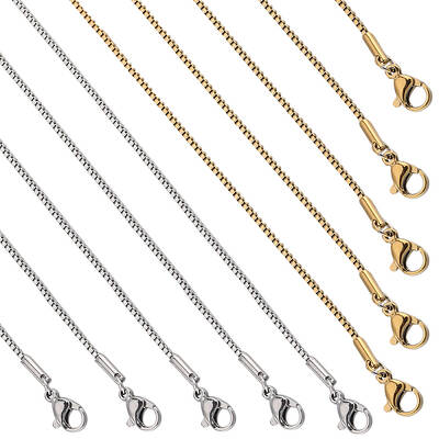 12Pcs 2 Colors 304 Stainless Steel Box Chain Necklaces Set