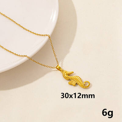 Stylish Ocean Stainless Steel Sea Horse Pendant Necklace for Women