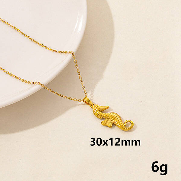 Stylish Ocean Stainless Steel Sea Horse Pendant Necklace for Women