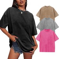 Holafish Acid Wash Oversized Crewneck Cotton T-Shirts, Unisex Loose-Fit Short Sleeve Basic Tops Mineral Streetwear Baggy Work...