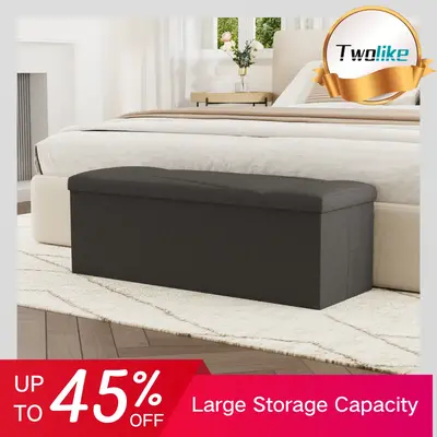 14/30/43 Inches Folding Storage Ottoman Bench, Ottoman Foot Rest, End of Bed Bench, Storage Chest, for Living Room, Bedroom, ...