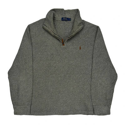 Polo By Ralph Lauren 1/4 Zip - Large Grey Cotton Blend
