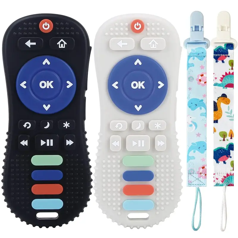 Silicone Baby Teething Toys, 2 Pack Remote Control Teether Toys