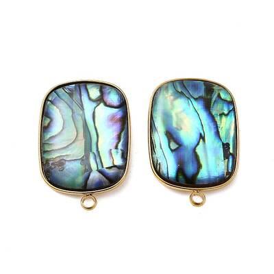 304 Stainless Steel Pave Natural Paua Shell Stud Earring Findings