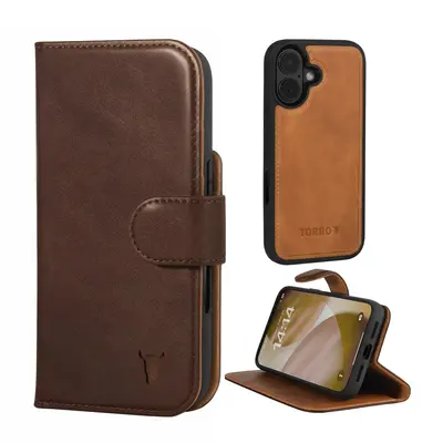 Apple iPhone 17 2-in-1 Leather Wallet Case (with Detachable Cover & MagSafe Charging) - Dark Brown