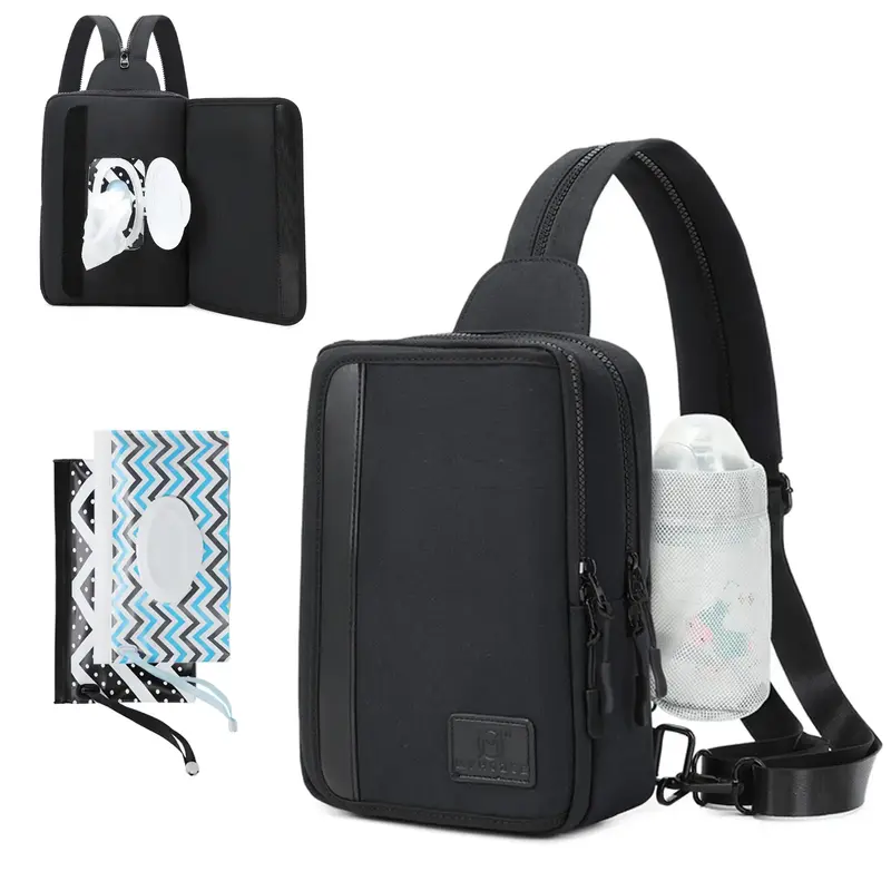Myhozee Crossbody Sling Bags for Women Men 2 in 1 Diaper Bag Backpack Purse with 2 Wipes Pouch and Water Bottle Pocket Nylon ...