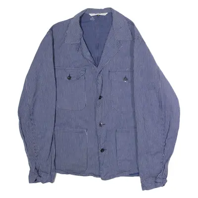 MARSUM Swiss Mens Workwear Jacket Blue Twill Striped M